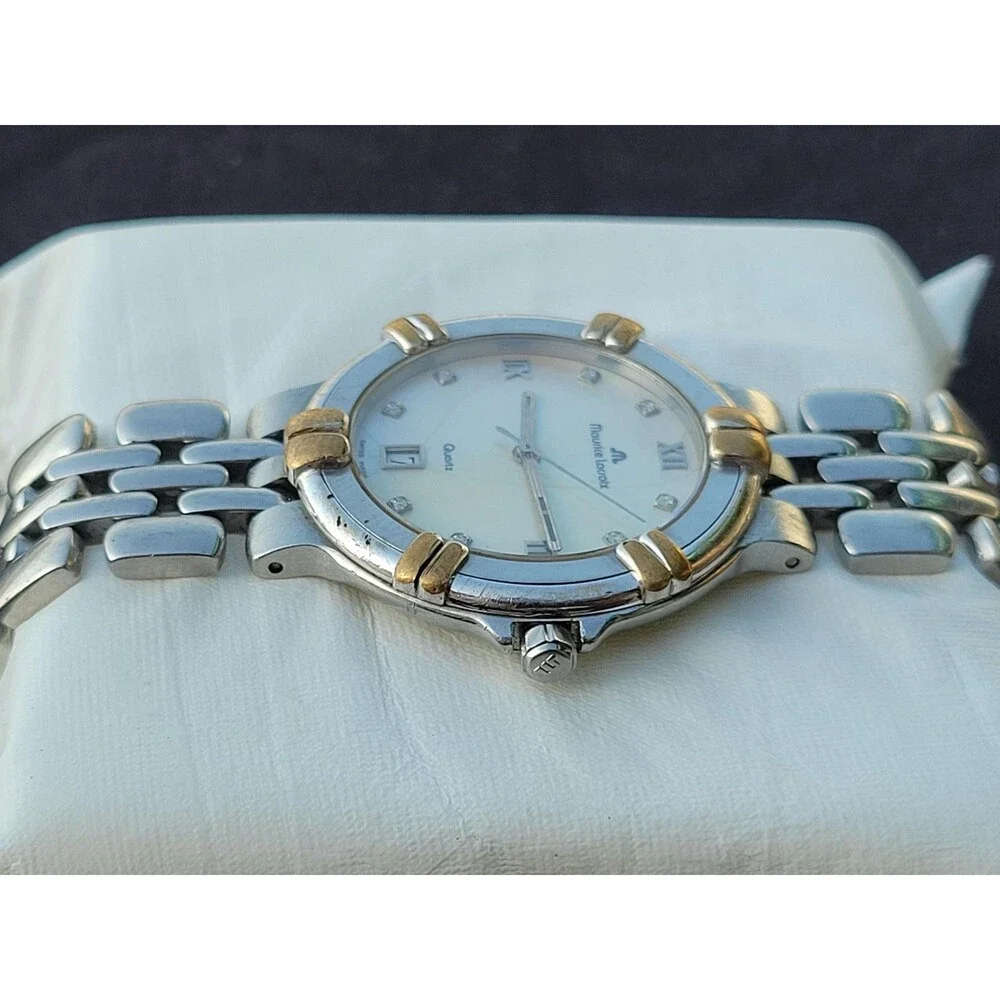 Vintage Maurice Lacroix Calypso Mother of Pearl Men's Wristwatch Diamond 37mm